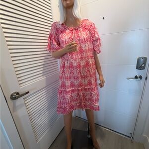 Pink Printed Ruffle Tiered Mini Dress